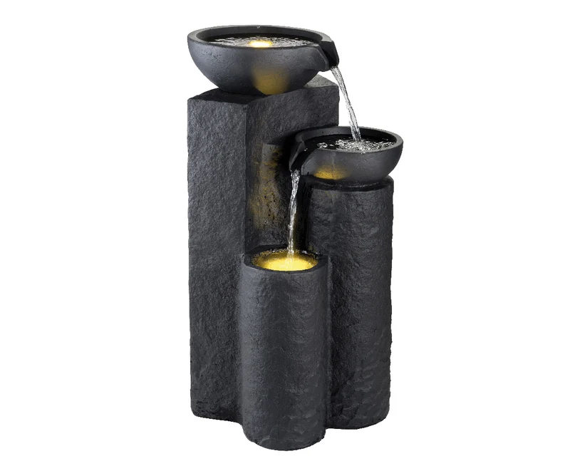 FONTANA COLONNE NERE CON LUCI LED 45X52XH93CM