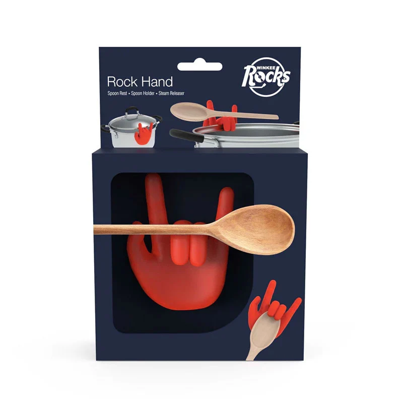 PORTA CUCCHIAIO ALZA COPERCHIO PENTOLA ROCK HAND ROSSO
