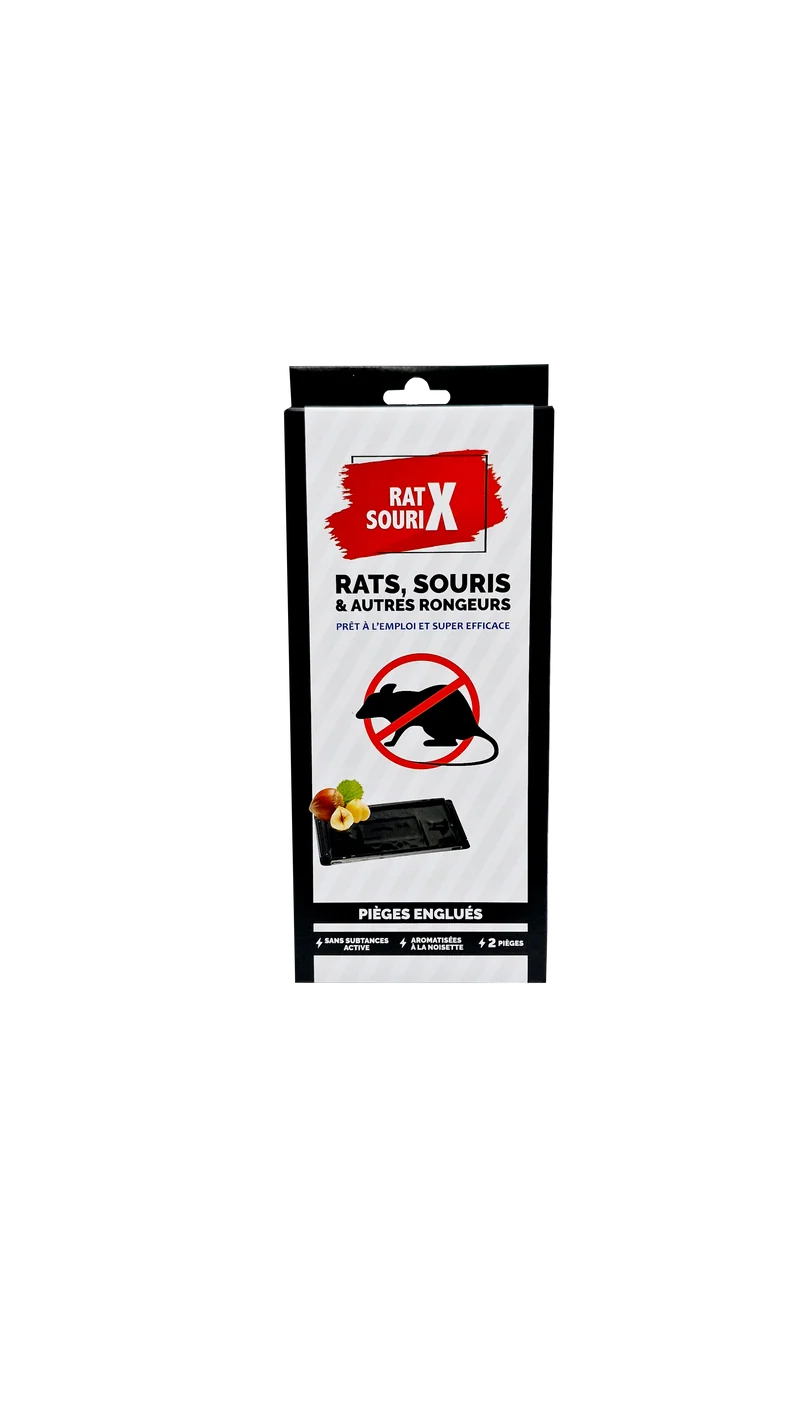 Petite Plaque de Glu Rats & Souris - Prêt à l'emploi - x2 Pièges 12x25 cm