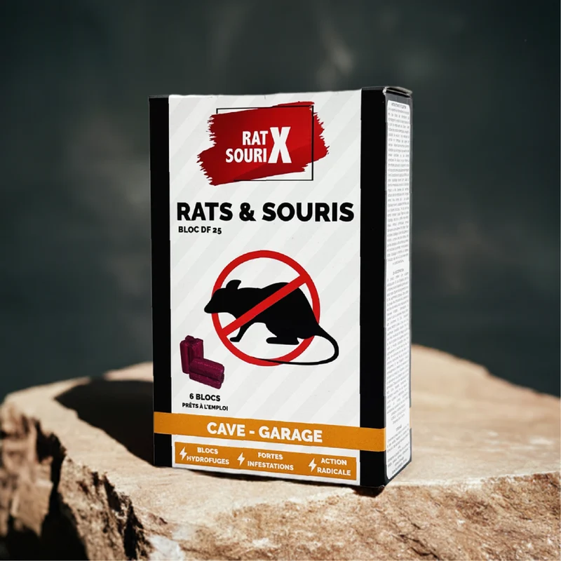 RatX SouriX Bloc 240g – Appât Rats & Souris en Blocs Hydrofuges – Spécial Caves & Garages Fabriqué en France