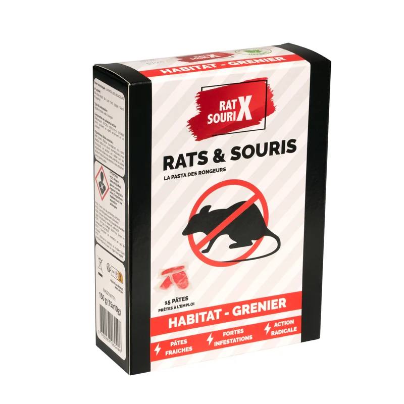 RatX SouriX Pâtes Fraîches 150g – Appât Anti-Rats et Souris – Habitat & Grenier - Fabriqué en France