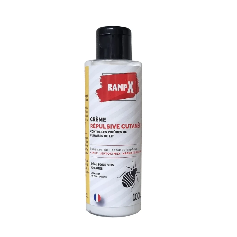 RampX Crème Répulsive Cutanée 100mL – Protection Anti-Piqûres de Punaises de Lit – Dès 24 Mois