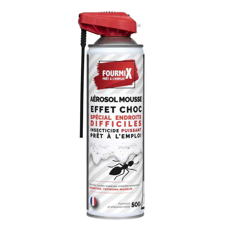 FourmiX Aérosol Mousse 500mL – Insecticide Prêt à l’Emploi Spécial Endroits Difficiles - Fabriqué en France