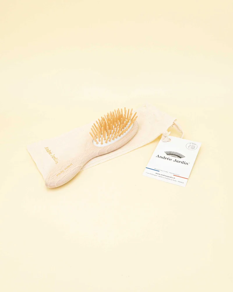 Petite brosse à cheveux - Picots en bois - Démêlante