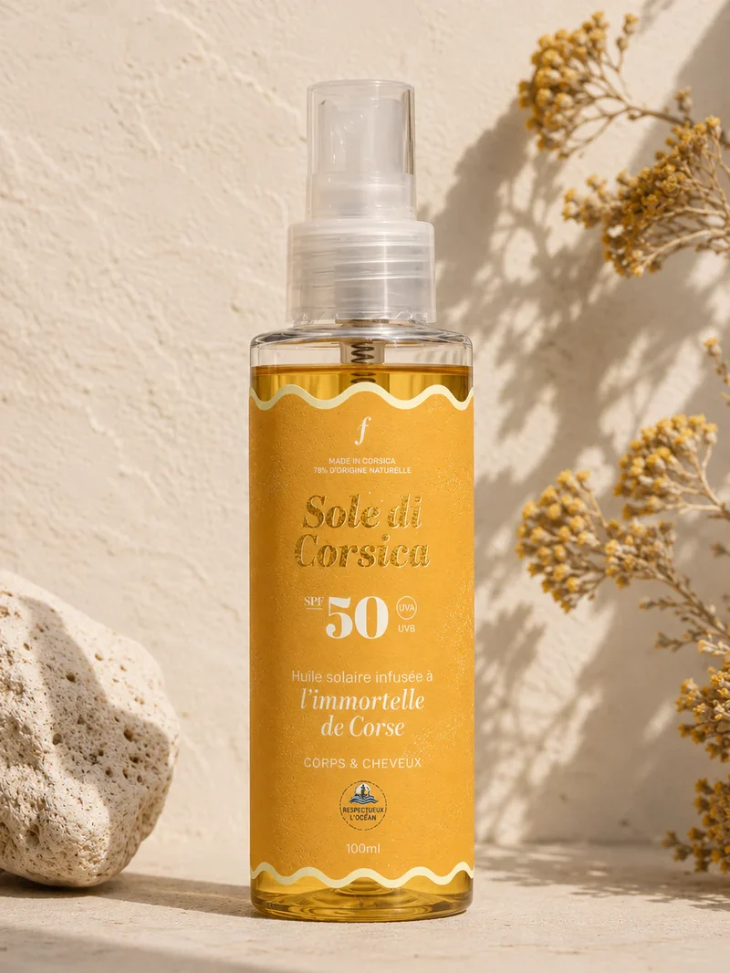 Huile solaire SPF 50 à l'Immortelle de Corse 100ml