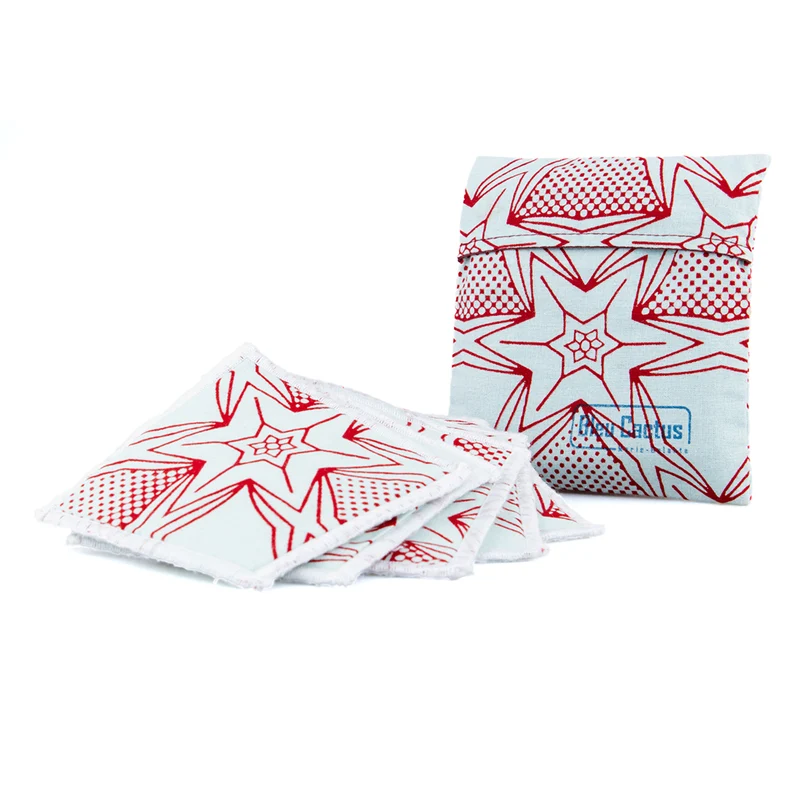 Pochette 6 Carrés Oeko-Tex lavables bleus - pièce unique