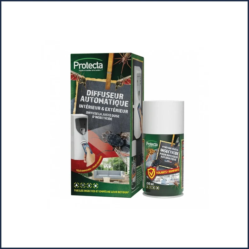 Diffuseur insecticide automatique au pyrèthre naturel – Protection continue contre les insectes volants