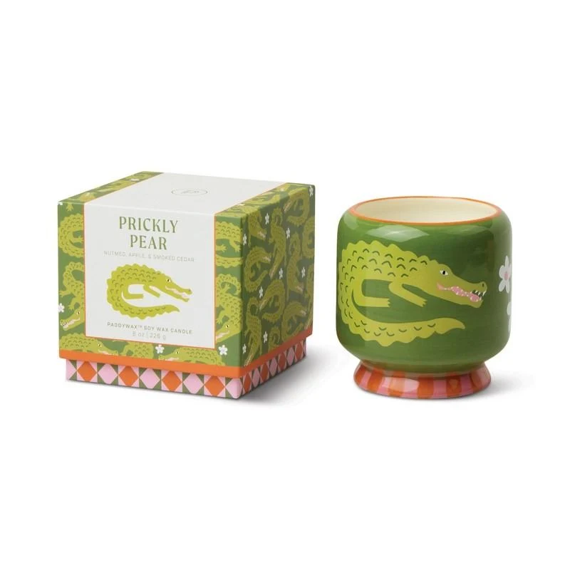 Candela in Ceramica A Dopo Coccodrillo 226g Verde Prickly Pear Paddywax