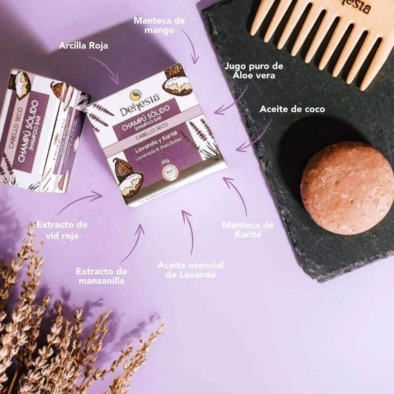 Dehesia Shampoing Solide Cheveux Normaux-Secs Bio à la Lavande et au Beurre de Karité