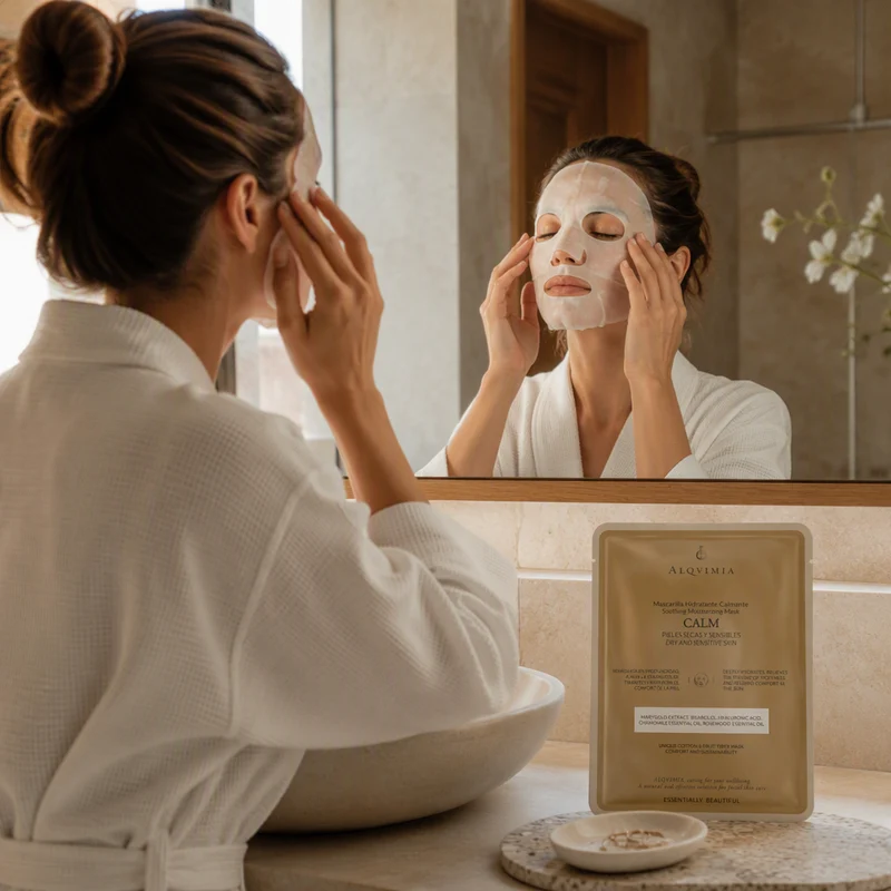 Masque facial apaisant Alqvimia pour peaux sensibles
