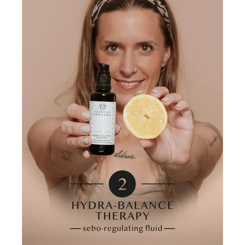 Herbera Hydra-Balance Therapy (Fluide Visage Bardane et Cumin Noir) pour Peaux Mixtes à Grasses 50 ml