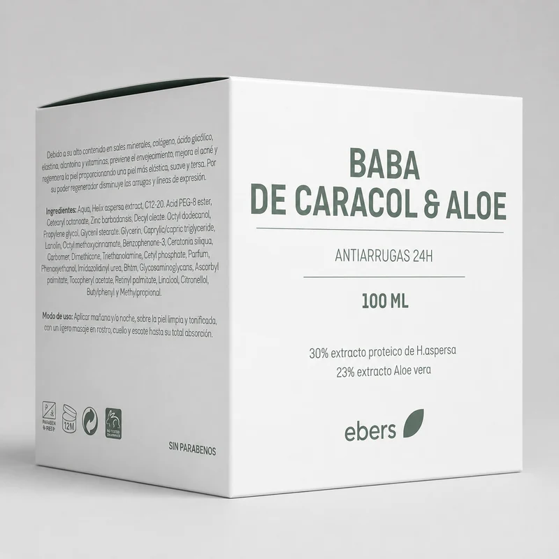 Crème hydratante pour le visage Ebers à l'aloe vera et à la bave d'escargot 100 ml