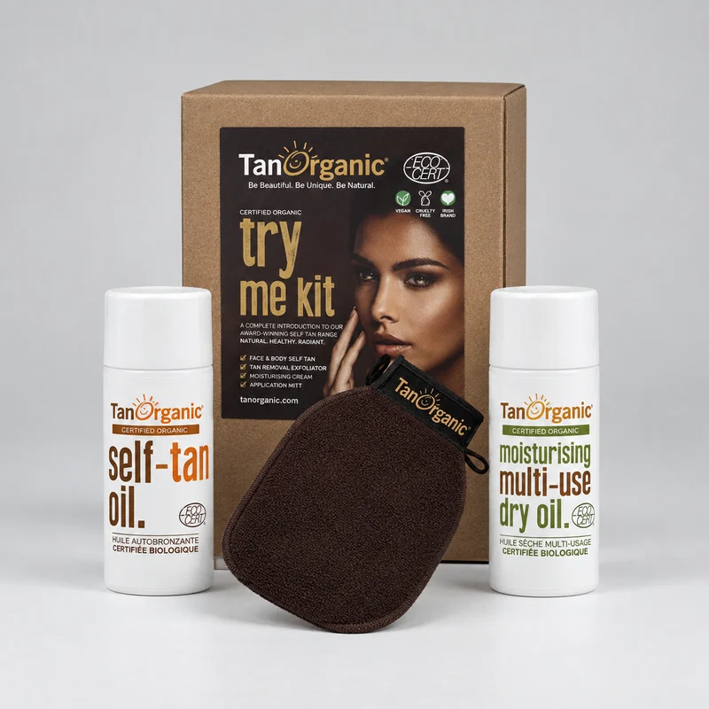 Tanorganic TRY ME KIT - Autobronzant + Huile sèche + Gant exfoliant