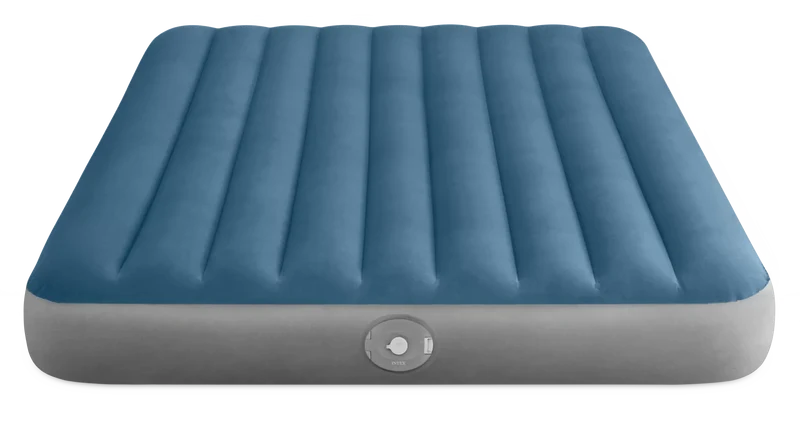 Materasso gonfiabile matrimoniale Dura-Beam Prestige Downy con pompa a batteria ricaricabile 152x203x25 cm Azzurro Grigio INTEX