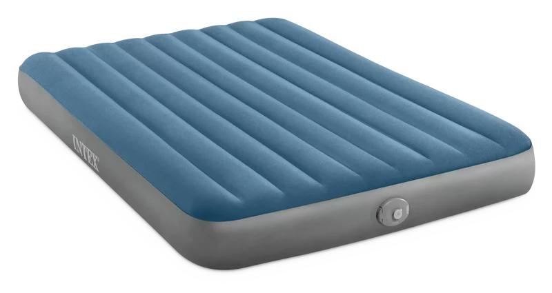 Materasso gonfiabile matrimoniale Dura-Beam Prestige Downy con pompa a batteria ricaricabile 152x203x25 cm Azzurro Grigio INTEX