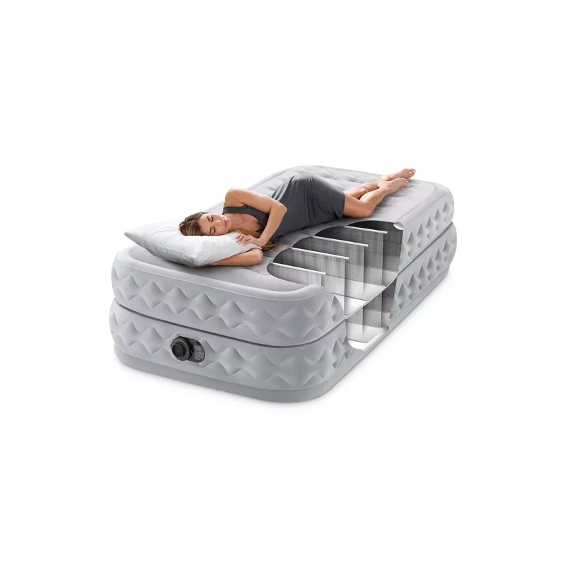 Materasso Airbed Dura-Beam Supreme Air-Flow 99cm x 191cm x 51cm Grigio Chiaro