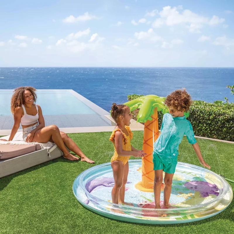 Intex Piscina Gonfiabile Palma con Spruzzino 173cm x 173cm x 104cm Multicolore