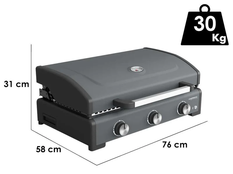 Plancha a Gas Portatile Sigma 3 Cook 3 Fuochi Nero e Grigio Campingaz