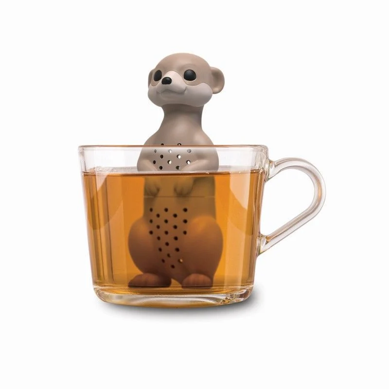Infusore per Tè a Forma di Suricato in Silicone 4 x 5 x 10,5 cm - Beige/Grigio