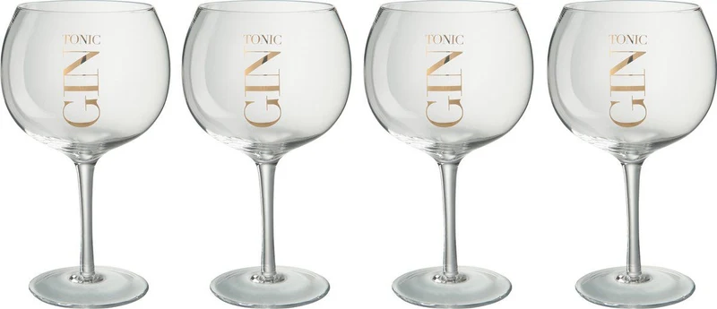 1 Bicchiere Regalo con 4 Bicchieri da Gin 26x26x23 cm Trasparente/Oro