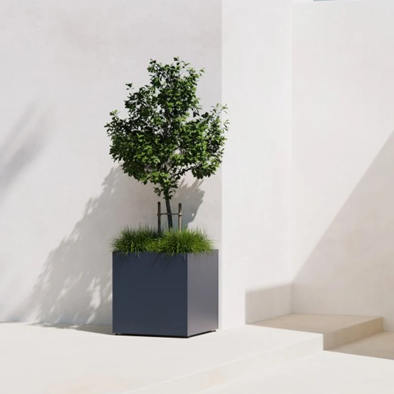 FIORIERA CUBO "PLANTER CUBE 60" IN METALLO 60X60X60CM ANTRACITE