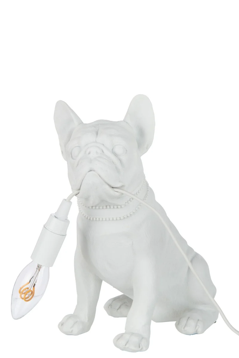 LAMPADA BULLDOG, RESINA, BIANCO