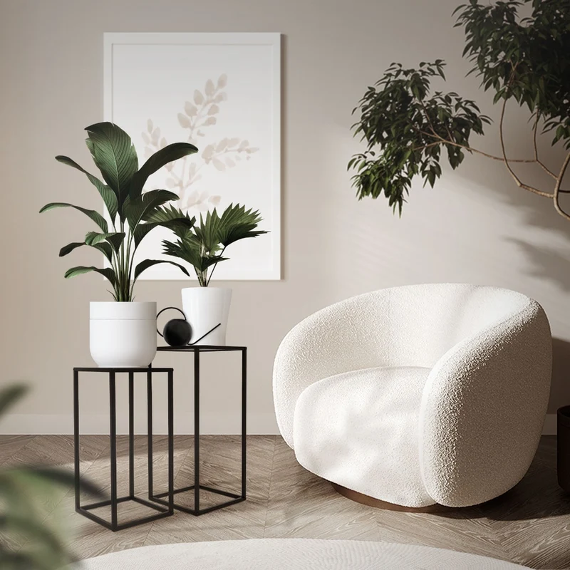 SET 2 SUPPORTI PER FIORI E PIANTE NERO IN METALLO 50/60 CM