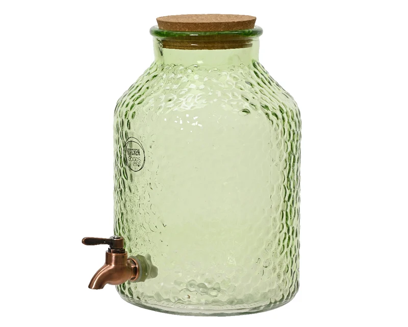 CONTENITORE IN VETRO CON SPILLATORE D2 CM VERDE TRASPARENTE