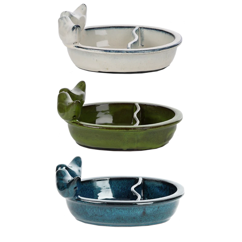 BAGNETTO E MANGIATOIA CON UCCELLINI CERAMICA ASSORTITO