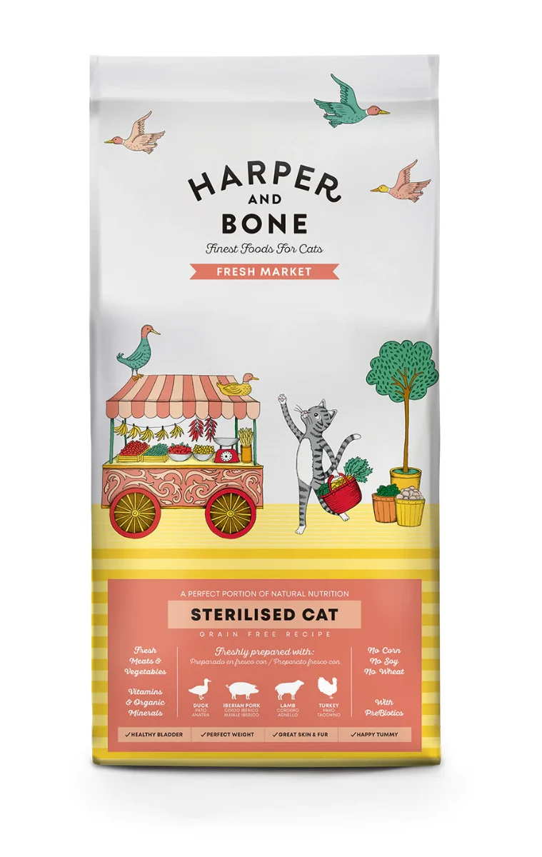 CROCCHETTE PER GATTI HARPER AND BONE CAT STERILISED FRESH MARKET 2KG - ANATRA, MAIALE, AGNELLO E TACCHINO