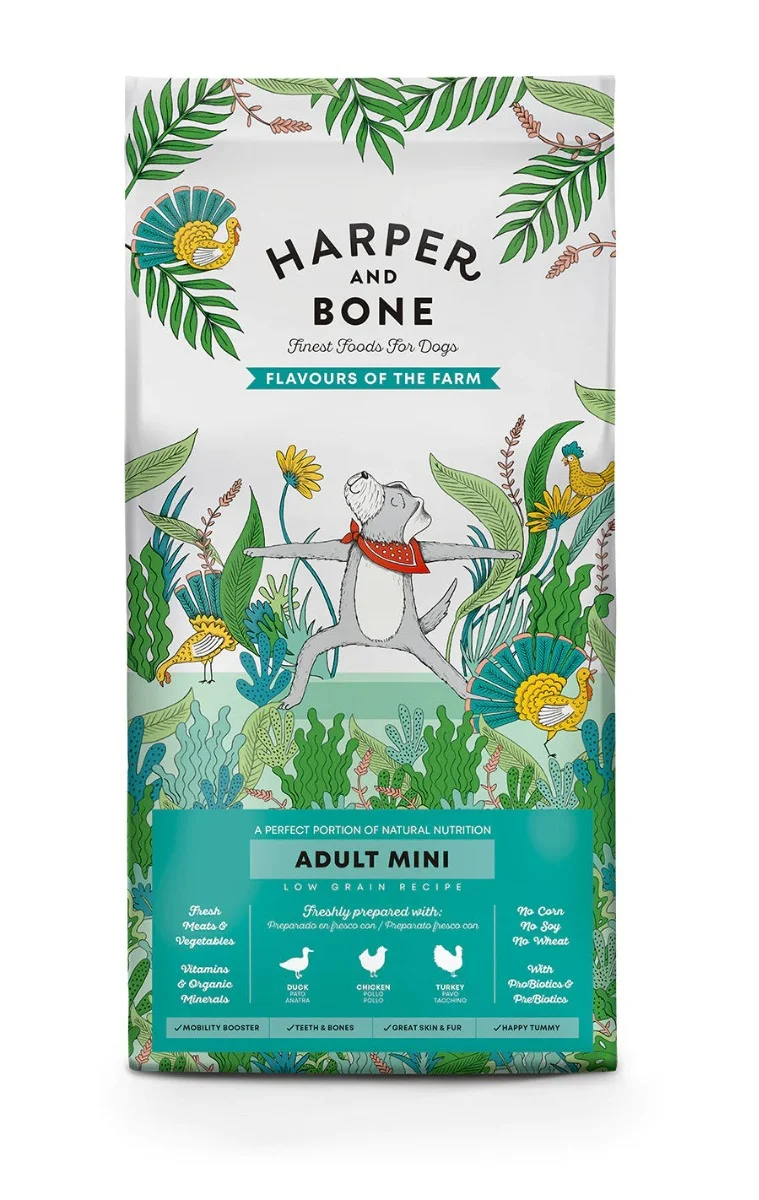 CROCCHETTE PER CANI HARPER AND BONE ADULT DOG MINI FLAVOURS OF THE FARM 10KG - ANATRA, POLLO E TACCHINO
