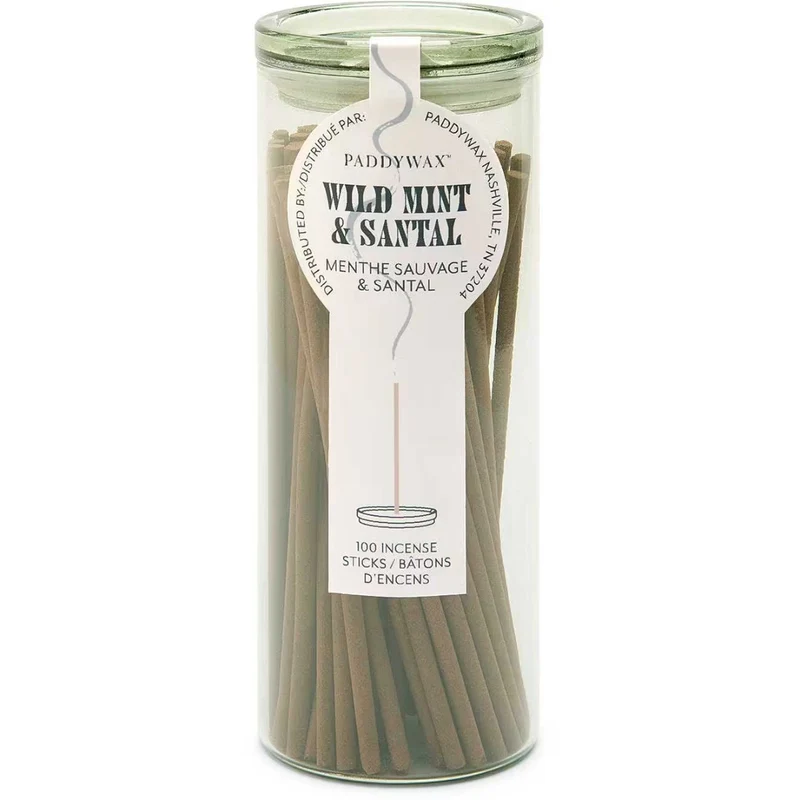 100 BASTONCINI DI INCENSO IN BARATTOLO FRAGRANZA WILD MINT & SANTAL