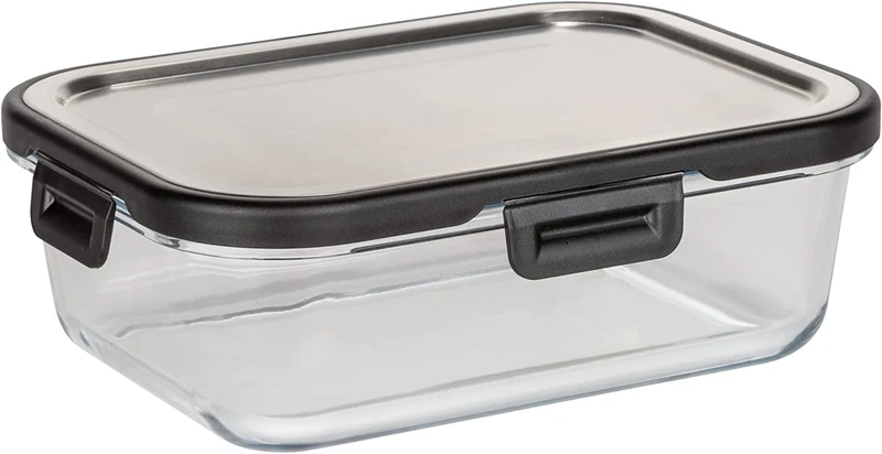 CONTENITORE PER ALIMENTI IN VETRO 1 L COPERCHIO IN ACCIAIO INOX