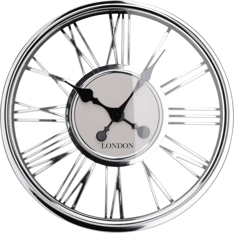 OROLOGIO DA PARETE MODERNO COLOR ARGENTO DIAM. 44CM